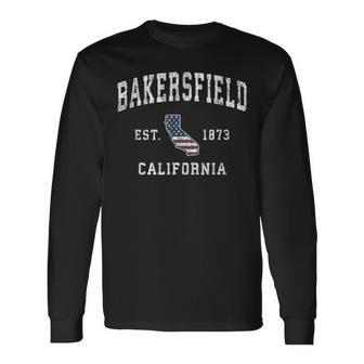 Bakersfield California Vintage American Flag Sports Long Sleeve T-Shirt - Monsterry AU