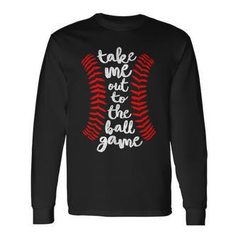 Take Me Out Ball Game Baseball Song Red Blue Black Long Sleeve T-Shirt - Monsterry CA
