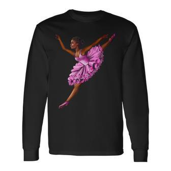 Ballet African American Ballerina Dancing Long Sleeve T-Shirt - Monsterry UK