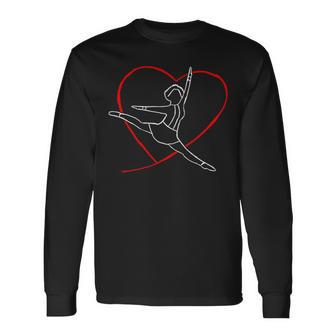 Balletttänzerin Herz-Silhouette Langarmshirts, Unisex Design für Tanzliebhaber - Seseable