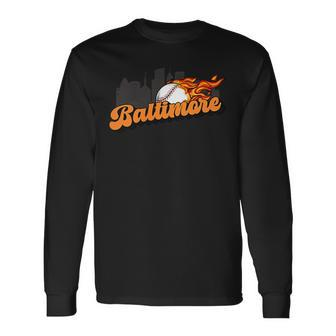 Baltimore Baseball Vintage Player Retro Baseball Lover Long Sleeve T-Shirt - Monsterry