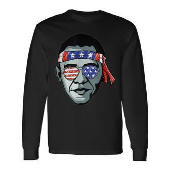 Barack Obama Usa Glasses Bandana Patriotic Proud Democrat Long Sleeve T-Shirt - Monsterry AU