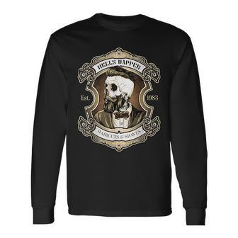 Barber Hells Skull Haircuts Shaves For Hipster Barber Long Sleeve T-Shirt - Monsterry AU