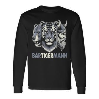 Bärtigermann Viking Beard Full Beard Tiger Man Black Langarmshirts - Seseable