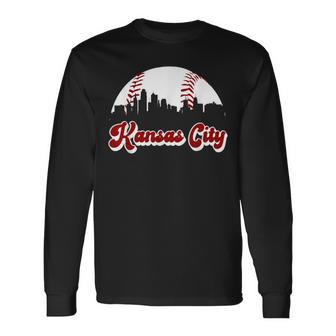 Baseball Kansas City Vintage Love Blue Color Royal Skyline Long Sleeve T-Shirt - Monsterry AU