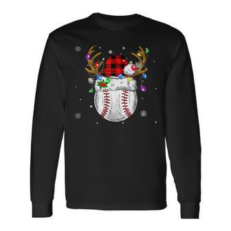 Baseball Santa Hat Sport Boys Baseball Christmas Long Sleeve T-Shirt - Thegiftio UK