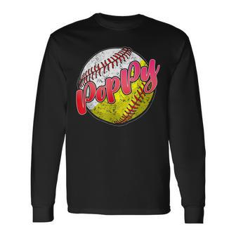 Baseball Softball Poppy Of Softball Baseball Player Long Sleeve T-Shirt - Monsterry UK