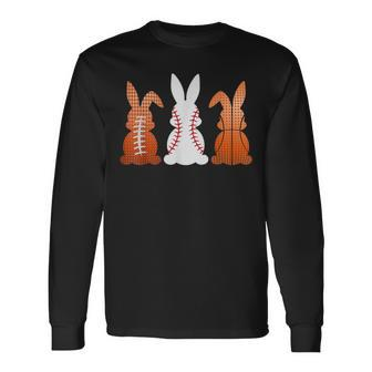 Basketball Baseball Football Sports Easter Bunny Rabbits Long Sleeve T-Shirt | Mazezy