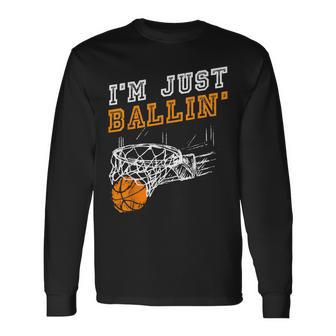 Basketball For Coach Player Boys Girls Youth Baller Long Sleeve T-Shirt - Seseable