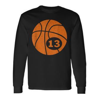 Basketball Player Jersey Number 13 Thirn Graphic Long Sleeve T-Shirt - Monsterry AU