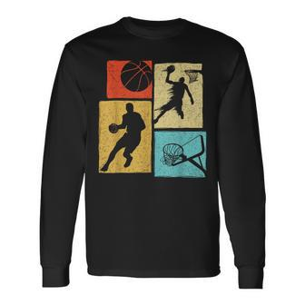 Basketball Players Colorful Ball Hoop Sports Lover Long Sleeve T-Shirt - Seseable