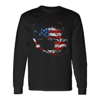 Bass Fishing Fish American Flag Patriotic Fourth Of July Long Sleeve T-Shirt - Monsterry