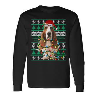 Basset Hound Dog Christmas Ugly Christmas Sweater Long Sleeve T-Shirt - Seseable