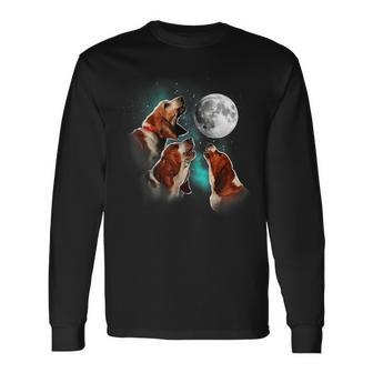 Basset Hound Howling At The Moon Basset Hound Long Sleeve T-Shirt - Monsterry CA