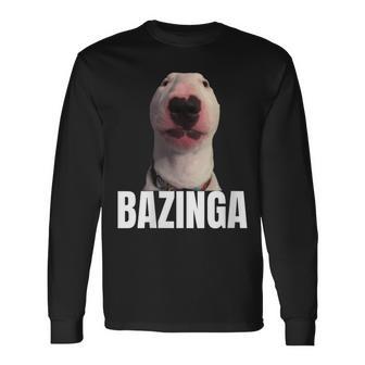 Bazinga Cringe Meme Dog Genz Trendy Nager Slang Long Sleeve T-Shirt - Monsterry