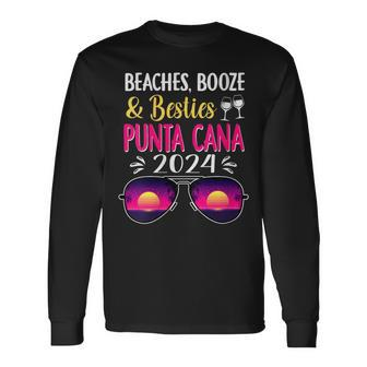 Beaches Booze Besties Punta Cana 2024 Vacation Spring Break Long Sleeve T-Shirt - Thegiftio UK