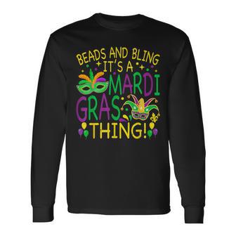 Beads Bling Mardi Gras Thing Carnival Party Women Long Sleeve T-Shirt - Seseable