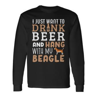 Beagle Dad Father's Day Dog Lover Beer Long Sleeve T-Shirt | Mazezy