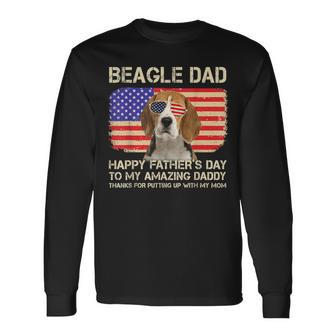 Beagle Dad Happy Fathers Day To My Amazing Daddy Dog Long Sleeve T-Shirt - Monsterry