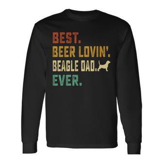 Beagle Dog Lover Best Beer Loving Beagle Dad Fathers Day Long Sleeve T-Shirt - Monsterry DE