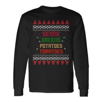 Beans Greens Potatoes Tomatoes Thanksgiving Long Sleeve T-Shirt - Monsterry UK