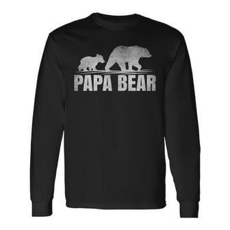 Bear Lover Dad Daddy Retro Distressed Papa Bear Father's Day Long Sleeve T-Shirt - Thegiftio UK
