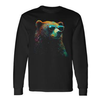 Bear Sunglasses Animal Colourful Forest Animals Bear Long Sleeve T-Shirt - Monsterry DE