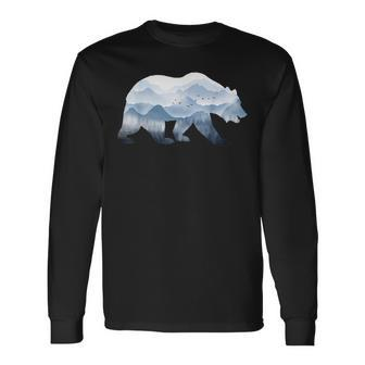 Bear Surreal Mountain Outdoor Nature Wildlife Animal Vintage Long Sleeve T-Shirt - Thegiftio