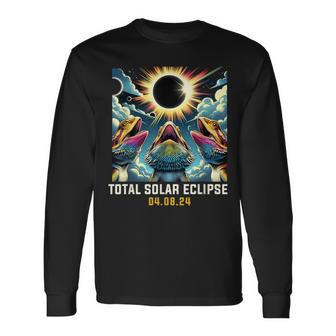 Bearded Dragon Howling At Solar Eclipse Long Sleeve T-Shirt - Seseable