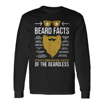 Bearded Man Vintage Style Beard Facts Long Sleeve T-Shirt - Monsterry CA