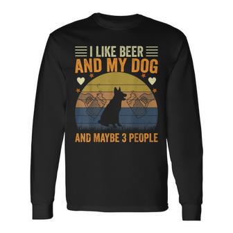 I Like Beer And My Dog And Maybe 3 People Vintage Long Sleeve T-Shirt - Monsterry AU