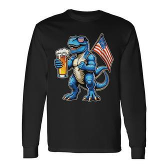Beer Tap Usa Flag 4Th July Drinking And Fathers Day Us Flag Long Sleeve T-Shirt - Monsterry
