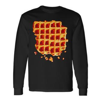 Belgian Waffle Syrup Breakfast Food Snack Waffle Lover Long Sleeve T-Shirt - Monsterry