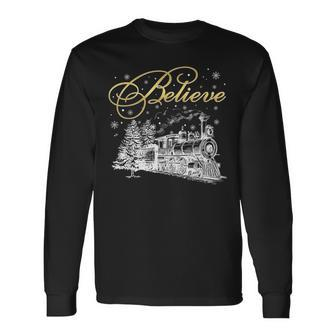 Believe Christmas North Pole Polar Express All Abroad Family Long Sleeve T-Shirt - Seseable