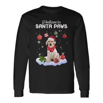 I Believe In Santa Paws Yellow Labrador Long Sleeve T-Shirt | Mazezy