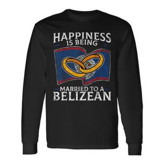 Belizean Marriage Belize Married Flag Wedded Culture Long Sleeve T-Shirt - Monsterry