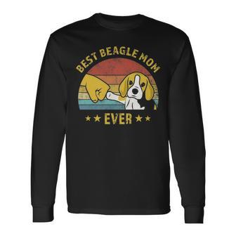 Best Beagle Mom Ever Retro Vintage Puppy Lover Long Sleeve T-Shirt | Mazezy AU