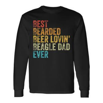 Best Bearded Beer Lovin Beagle Dad Pet Lover Dog Owner Retro Long Sleeve T-Shirt - Monsterry CA
