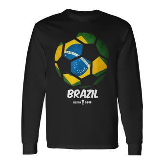 Best Brazil Soccer Ball Flag Brazilian Futbol Fan Long Sleeve T-Shirt - Monsterry UK