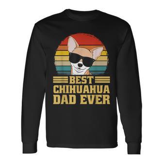 Best Chihuahua Dog Puppy Retro Dad Dad Dad Man Langarmshirts - Geschenkecke