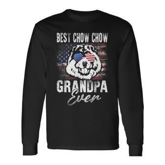 Best Chow Chow Dad Ever American Flag Long Sleeve T-Shirt - Monsterry