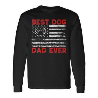 Best Dog Dad Ever American Flag Happy Fathers Day Puppy Long Sleeve T-Shirt - Thegiftio UK