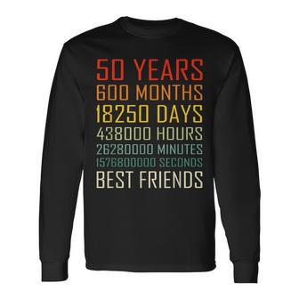 Best Friends Vintage 50 Years Friendship Anniversary Long Sleeve T-Shirt - Monsterry