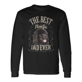 Best Newfie Dad Ever Newfoundland Dog Vintage Long Sleeve T-Shirt - Monsterry