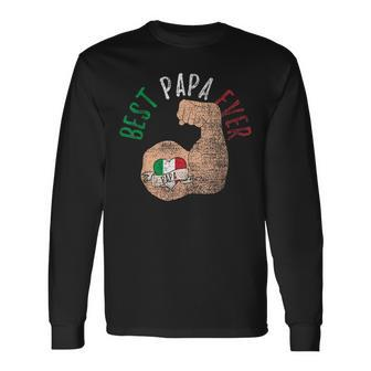 Best Papa Ever Italian Dad Fathers Day Vintage Long Sleeve T-Shirt - Monsterry