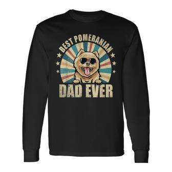 Best Pomeranian Dad Ever Vintage Dog Lover Langarmshirts - Seseable