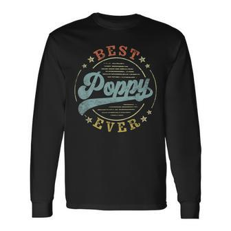 Best Poppy Ever Father's Day Poppy Vintage Emblem Long Sleeve T-Shirt - Monsterry DE