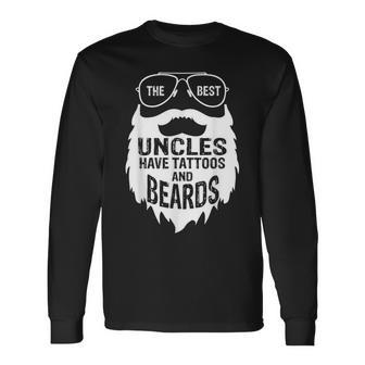 Best Uncles Beards Tattoos Husband Mens Long Sleeve T-Shirt - Monsterry UK