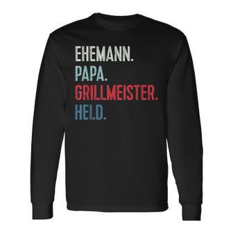 Bester Papa Grillmeister Held Grillen Bester Husann German L Langarmshirts - Geschenkecke