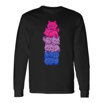 Bi Pride Cat Lgbt Bisexual Flag Cute Kawaii Cat Langarmshirts - Geschenkecke